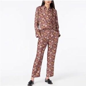 Jcrew Collection silk twill jungle cat print pants